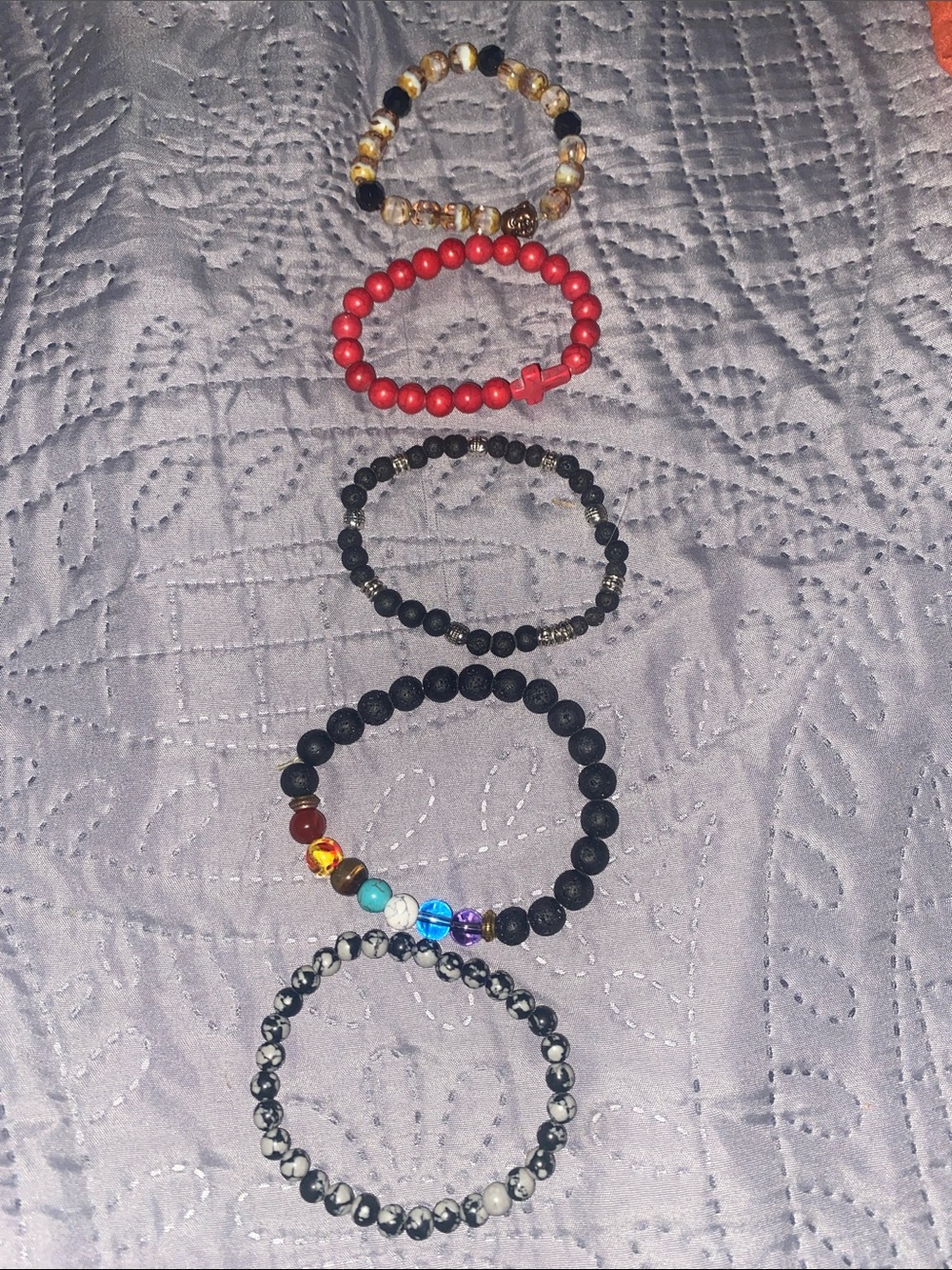 Stackable Black and Red Beaded Bracelets Set - Stylish Women's Jewelry